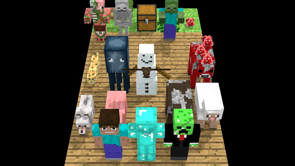 Minecraft Blender Rig! Fully IK Rigged - All Peacefull mobs, Many hostile mobs, Blocks - The Micahel preview image 1